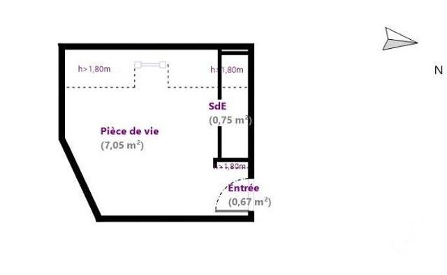 Chambre à vendre - 1 pièce - 8.67 m2 - PARIS - 75003 - ILE-DE-FRANCE - Century 21 Alpha Marais